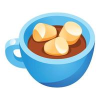 icône de tasse chaude de guimauve, style cartoon vecteur