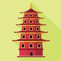 icône de bâtiment rouge vietnam, style plat vecteur