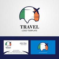 conception du logo et de la carte de visite du drapeau irlandais de voyage vecteur