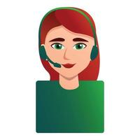 icône de femme de centre d'appels cheveux roux, style cartoon vecteur
