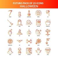 jeu d'icônes halloween futuro 25 orange vecteur