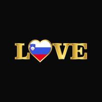 vecteur de conception de drapeau slovénie typographie amour doré