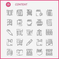 contenu pack d'icônes dessinés à la main pour les concepteurs et les développeurs icônes de livre marque de livre contenu stylos de contenu vecteur de contenu de poche