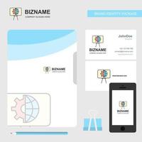 présentation logo d'entreprise couverture de fichier carte de visite et illustration vectorielle de conception d'application mobile vecteur