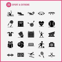 sport et icônes de glyphes solides extrêmes définies pour l'infographie le kit uxui mobile et la conception d'impression incluent le ballon de football net jeu de football de sport jeu d'icônes de football de sport vecteur