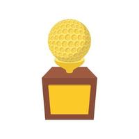 trophée d'or avec l'icône de dessin animé de balle de golf vecteur