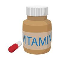 capsules de vitamines dans l'icône de dessin animé de bouteille tne vecteur