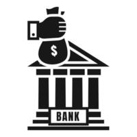 icône de dépôt bancaire de sac d'argent, style simple vecteur