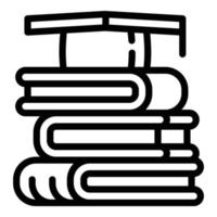 icône de pile de livres, style de contour vecteur