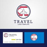 conception de logo et de carte de visite de drapeau de cercle créatif de voyage au nord de chypre vecteur