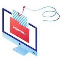 icône d'informations personnelles de phishing, style isométrique vecteur