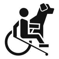 icône de guide chien homme en fauteuil roulant, style simple vecteur