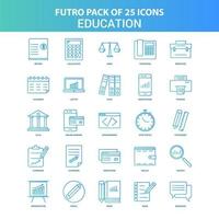 25 pack d'icônes d'éducation futuro vert et bleu vecteur