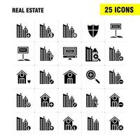 pack d'icônes de glyphe solide immobilier pour les concepteurs et les développeurs icônes d'aide immobilière maison info maison vecteur immobilier