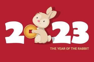 carte de voeux joyeux nouvel an chinois. Zodiaque du lapin 2023. vecteur