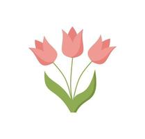 icône plate sur fond blanc fleurs de tulipes. 8 mars . le jour du printemps des femmes. vecteur