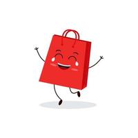 sacs à provisions drôles heureux mignons. conception d'icône d'illustration de personnage de dessin animé de vecteur. isolé sur fond blanc vecteur
