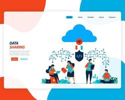 technologie de partage de données cloud 4.0, conception de travailleurs distants vecteur