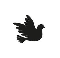 une colombe volante. silhouette de l'oiseau. colombes sur fond blanc, silhouette colombe en vol. oiseaux volants. silhouette de l'oiseau volant. vecteur