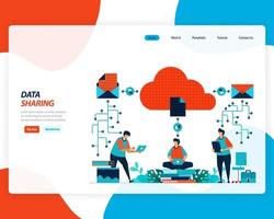 système de partage de données au concept de cloud vecteur