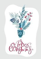 conception de carte de voeux joyeux noël avec décoration florale vecteur