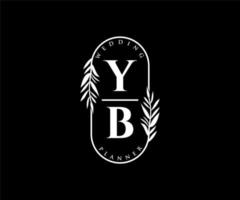 yb initiales lettre mariage monogramme logos collection, modèles minimalistes et floraux modernes dessinés à la main pour cartes d'invitation, réservez la date, identité élégante pour restaurant, boutique, café en image vectorielle vecteur