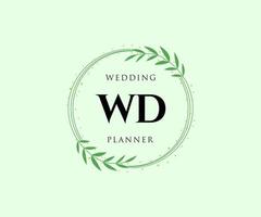 wd initiales lettre collection de logos de monogramme de mariage, modèles minimalistes et floraux modernes dessinés à la main pour cartes d'invitation, réservez la date, identité élégante pour restaurant, boutique, café en image vectorielle vecteur