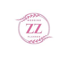 zz initiales lettre mariage monogramme logos collection, modèles minimalistes et floraux modernes dessinés à la main pour cartes d'invitation, réservez la date, identité élégante pour restaurant, boutique, café en image vectorielle vecteur