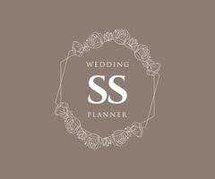 ss initiales lettre mariage monogramme logos collection, modèles minimalistes et floraux modernes dessinés à la main pour cartes d'invitation, réservez la date, identité élégante pour restaurant, boutique, café en image vectorielle vecteur