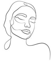 visage abstrait féminin. portrait. dessin d'un visage féminin dans un style de ligne minimaliste. illustration à la mode pour les cosmétiques. vecteur