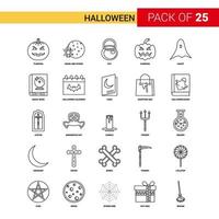 icône de ligne noire halloween 25 jeu d'icônes de contour d'entreprise vecteur