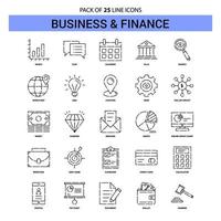 jeu d'icônes de ligne affaires et finances 25 style de contour en pointillé