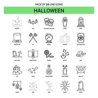 jeu d'icônes de ligne halloween 25 style de contour en pointillé vecteur