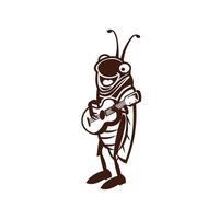 mignon cricket insecte jouant de la musique, parfait pour la musique de l'école des enfants et la conception du logo du produit de la marque vecteur