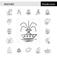 ensemble de 17 icônes météo dessinées à la main vecteur
