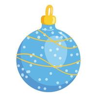 boule bleue arbre de noël jouet icône vecteur de dessin animé. décoration d'hiver