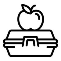 pomme sur l'icône de la boîte à lunch, style de contour vecteur