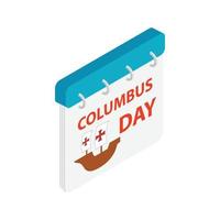 icône 3d isométrique du calendrier columbus day vecteur