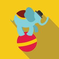 éléphant de cirque sur l'icône de boule vecteur