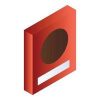 icône de boîte de nourriture rouge, style isométrique vecteur