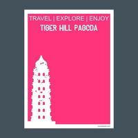 pagode de la colline du tigre suzhou chine monument repère brochure style plat et typographie vecteur