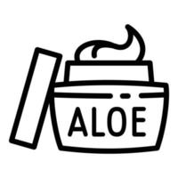 icône de pot ouvert d'aloès, style de contour vecteur