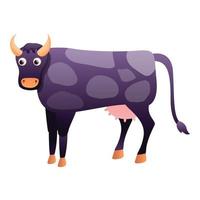 icône de vache violette, style cartoon vecteur