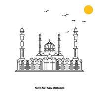 nur astana mosquée monument monde voyage illustration naturelle fond dans le style de ligne vecteur