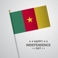 conception typographique de la fête de l'indépendance du cameroun avec vecteur de drapeau