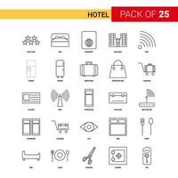 icône de la ligne noire de l'hôtel 25 jeu d'icônes de contour d'entreprise vecteur