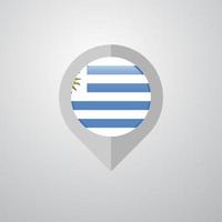 pointeur de navigation de carte avec vecteur de conception de drapeau uruguay