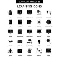 jeu d'icônes vectorielles de glyphe d'icônes d'apprentissage vecteur