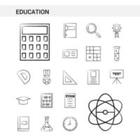 style de jeu d'icônes dessinées à la main de l'éducation isolé sur le vecteur de fond blanc