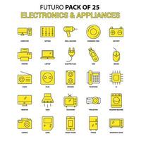 ensemble d'icônes électroniques et électroménagers jaune futuro dernier pack d'icônes de conception vecteur